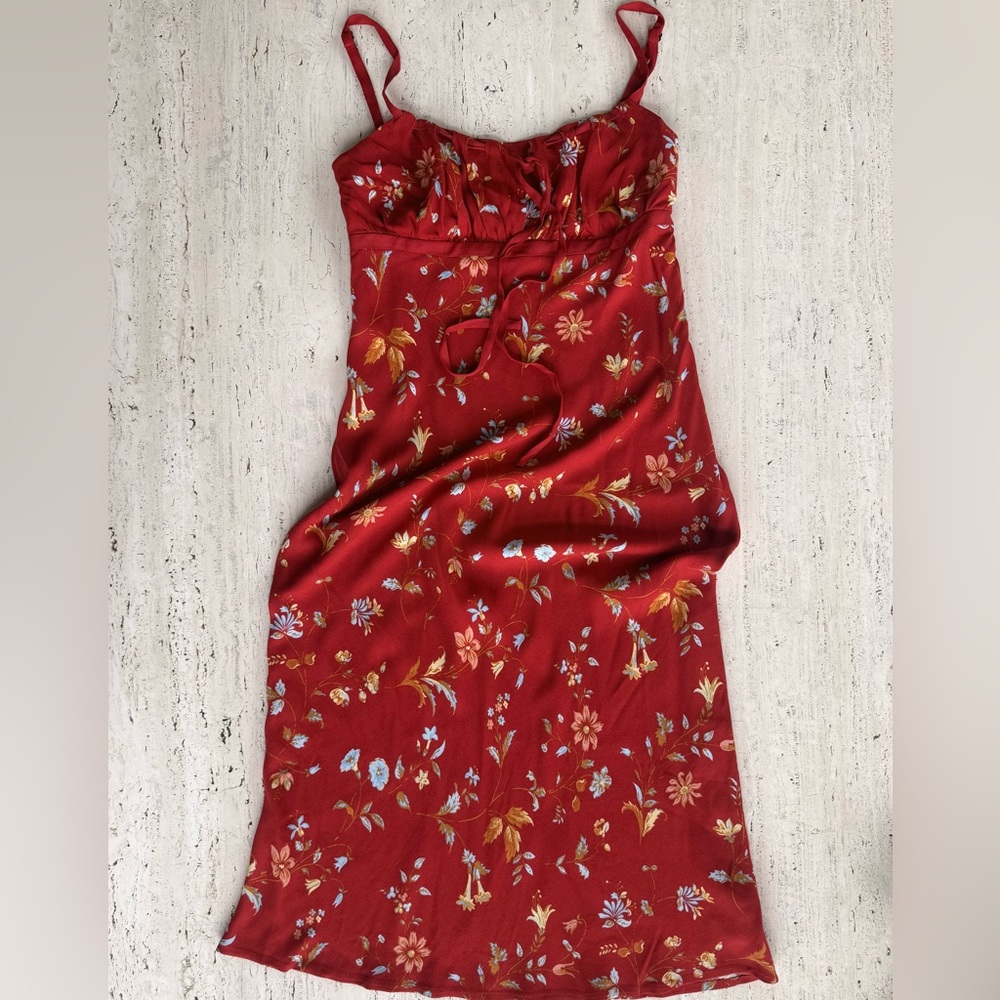 Reformation Red Floral Dress, Size 4